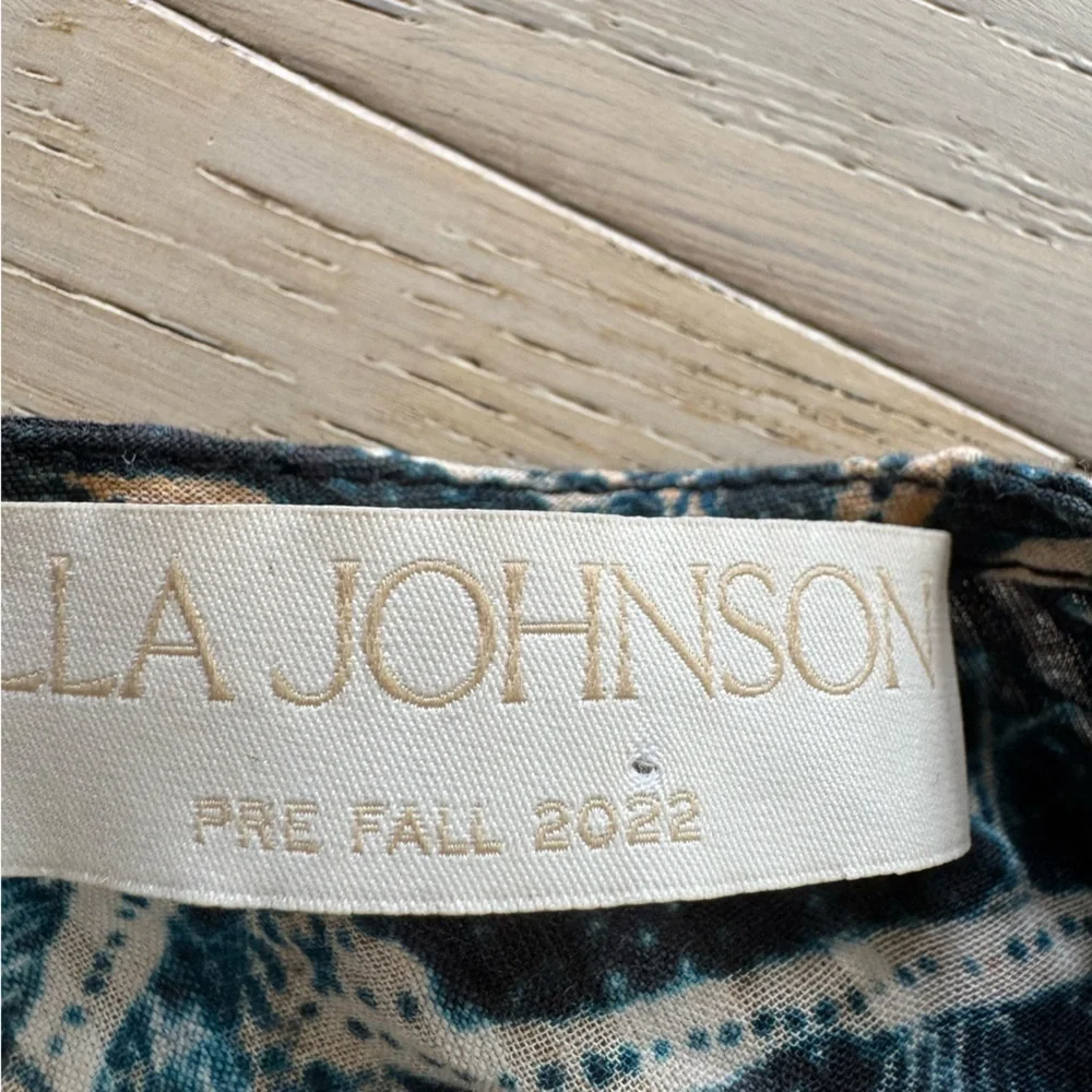 Ulla Johnson Naya Puff sleeve top back zip blouse 6 rain forest
